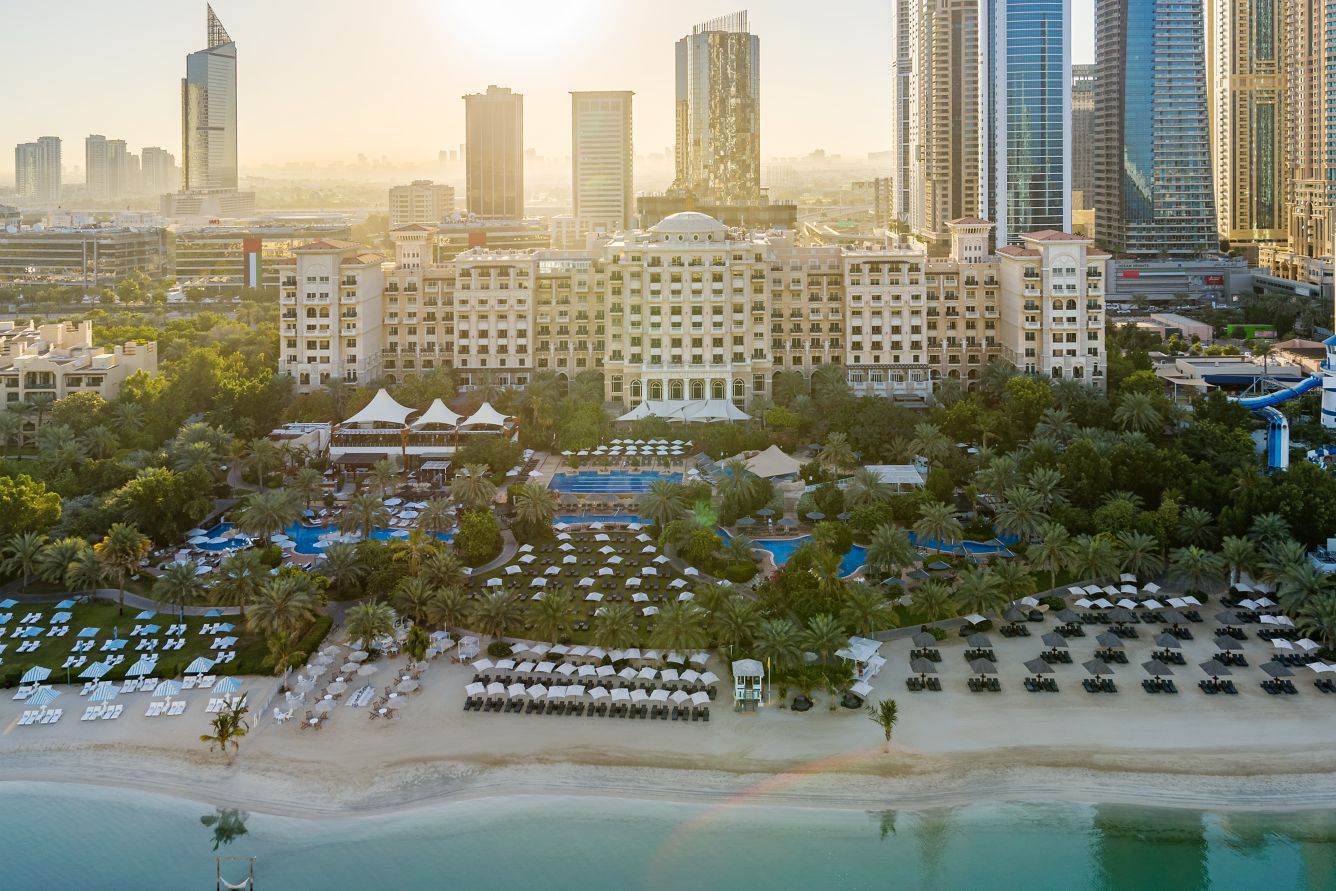 Aerial view of The Westin Dubai Marina and surrounding skyline