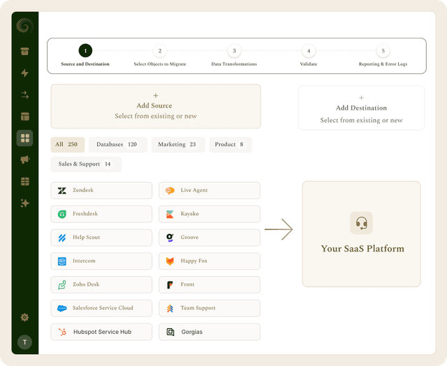 Intuitive step-by-step migration UI for end users