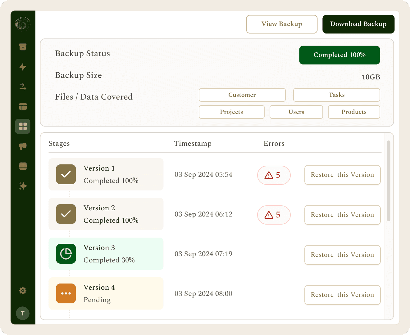 Point-in-time recovery options with automated pre-migration backups