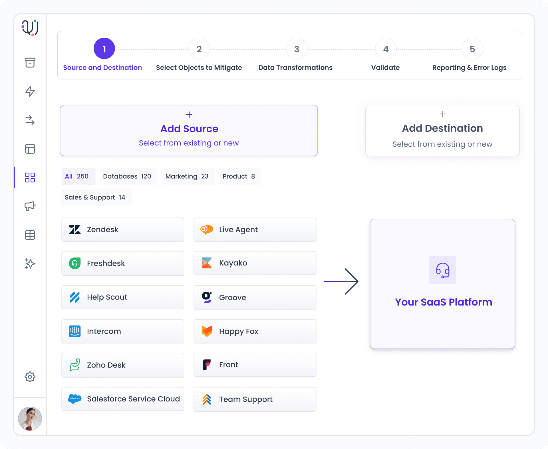 Intuitive step-by-step migration UI for end users