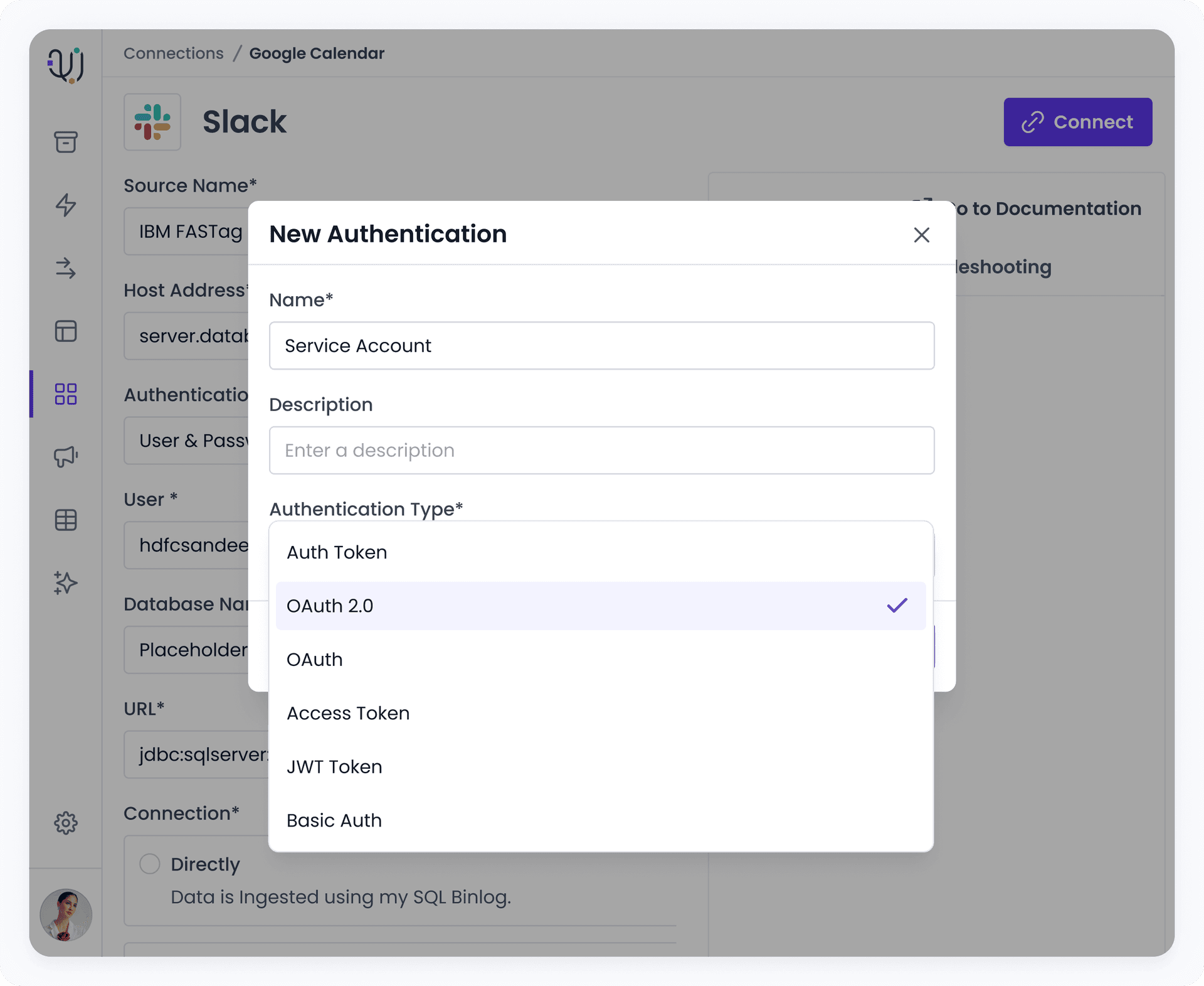 Support for various authentication methods