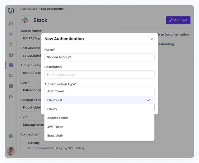 Support for various authentication methods