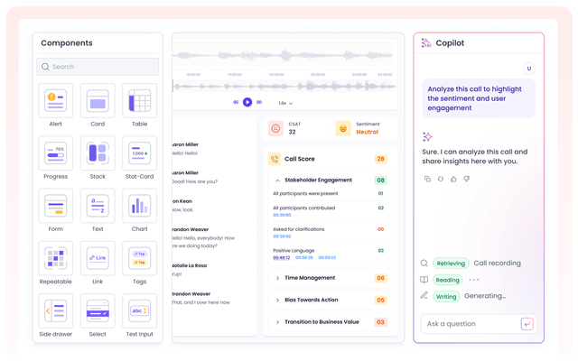 Design intuitive AI-powered interfaces with drag-and-drop simplicity