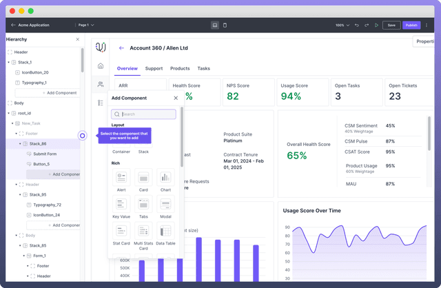 Add Components to your Interface - UnifyApps